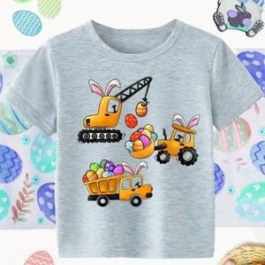 Easter Cartoon Trucks and Easter Eggs Print T-shirt Size 3/4T